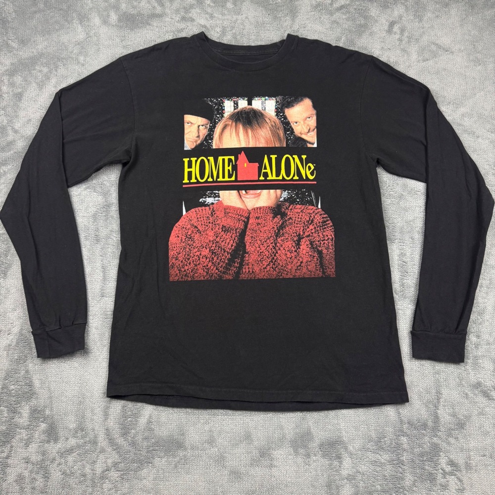 Home Alone Movie Graphic Long Sleeve Shirt Mens Medium Black 2018 Kevin Harry
